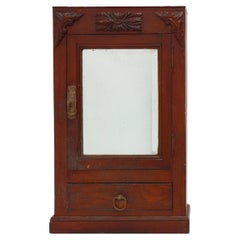 Art Deco Shaving Cabinet in wood with Beveled Mirror, France
