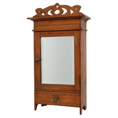 Art Deco Rasier- oder Medizinwandschrank aus Holz mit Spiegel, Belgien 1930er Jahre