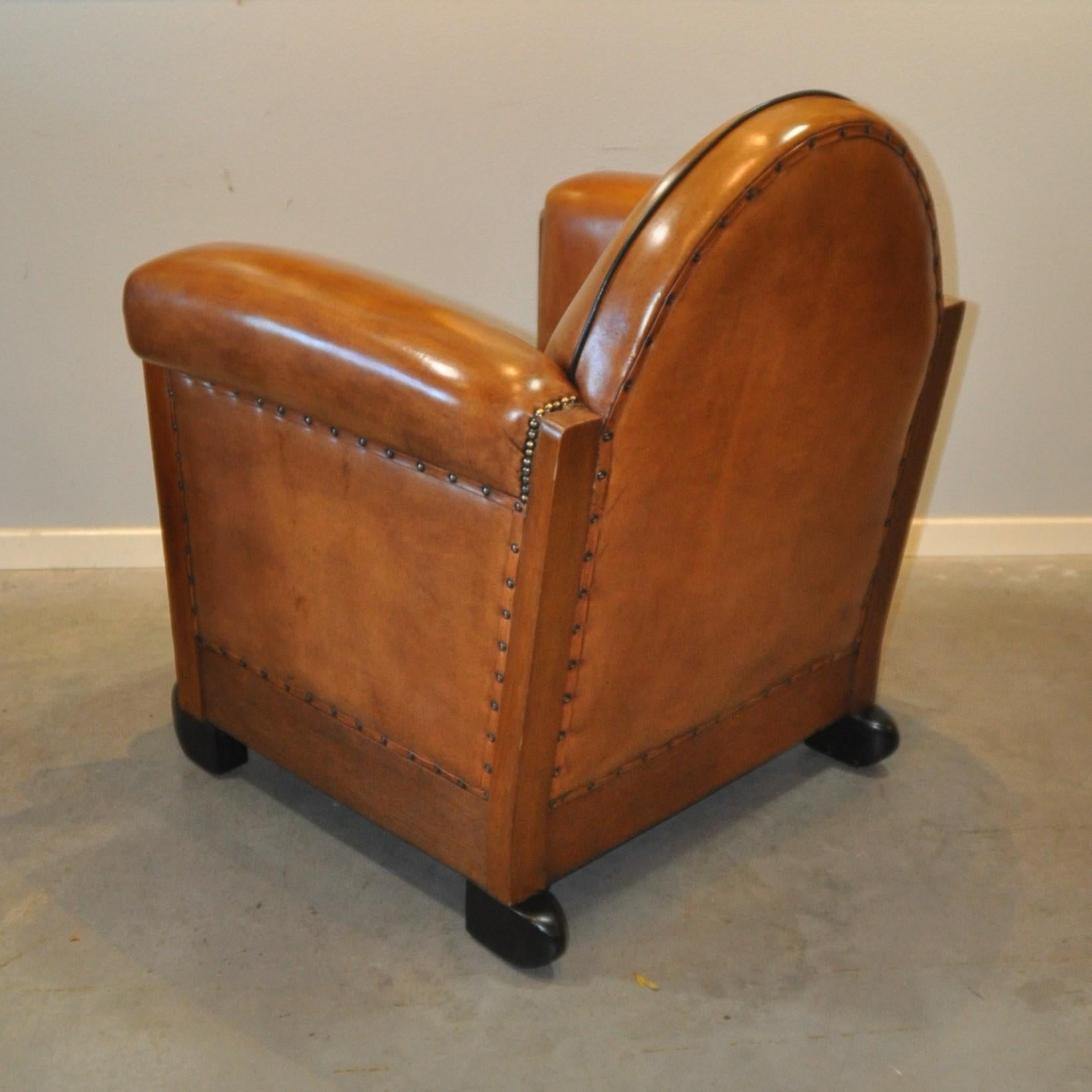 Art Deco Sheep Leather Arm Chairs, Set of 2, the Netherlands, 1920s 3