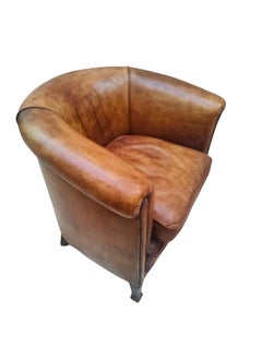 Art Deco Sheepskin Leather Club Chair, France, circa 1930
