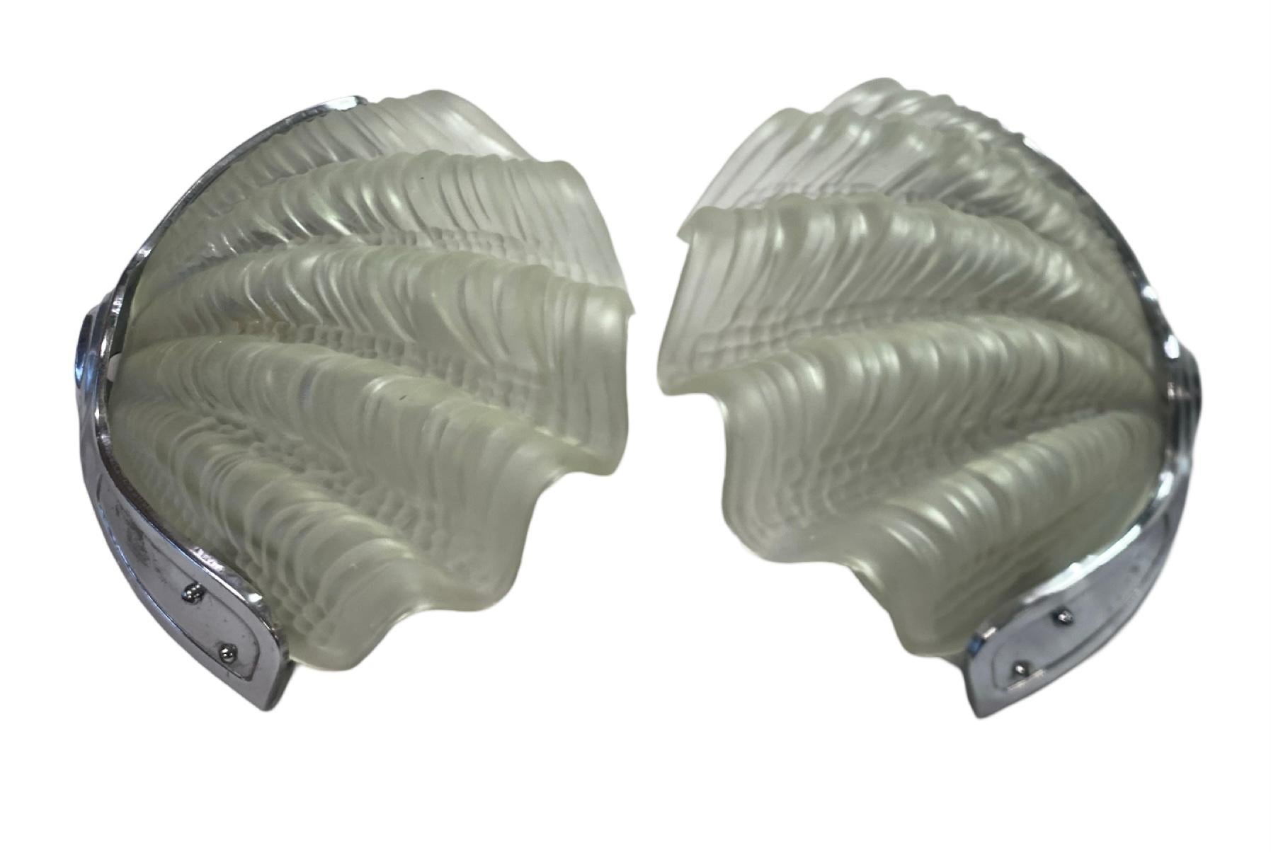 Glass Art Deco Shell Ceiling Light and matching wall lights