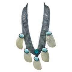 Art Deco Shell Necklace , up-cycled with Stainless Steel Mesh , by Sylvia Gottwald