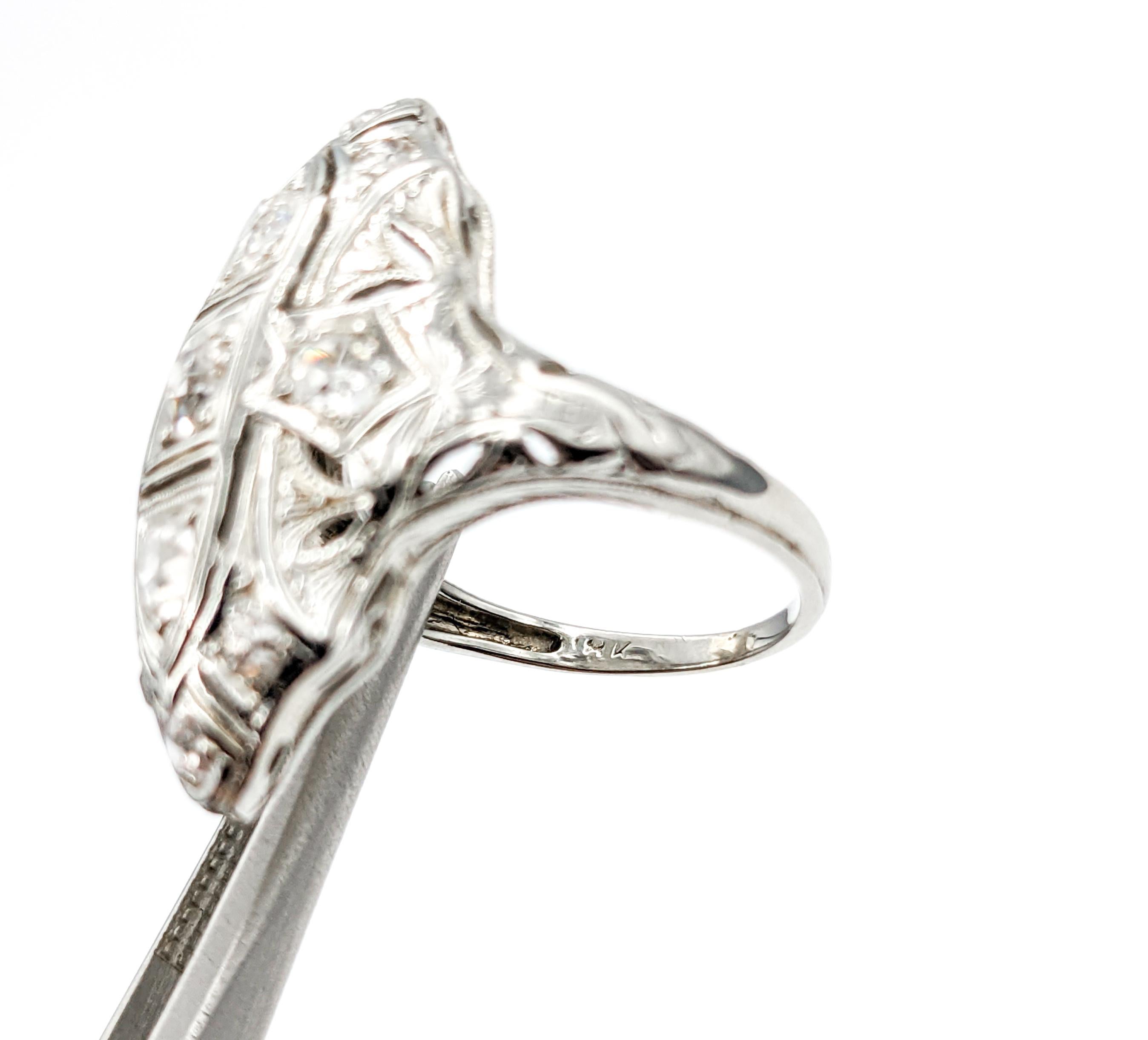 Art Deco Schildkrötenring mit Diamanten im alten Minenschliff 18K 2