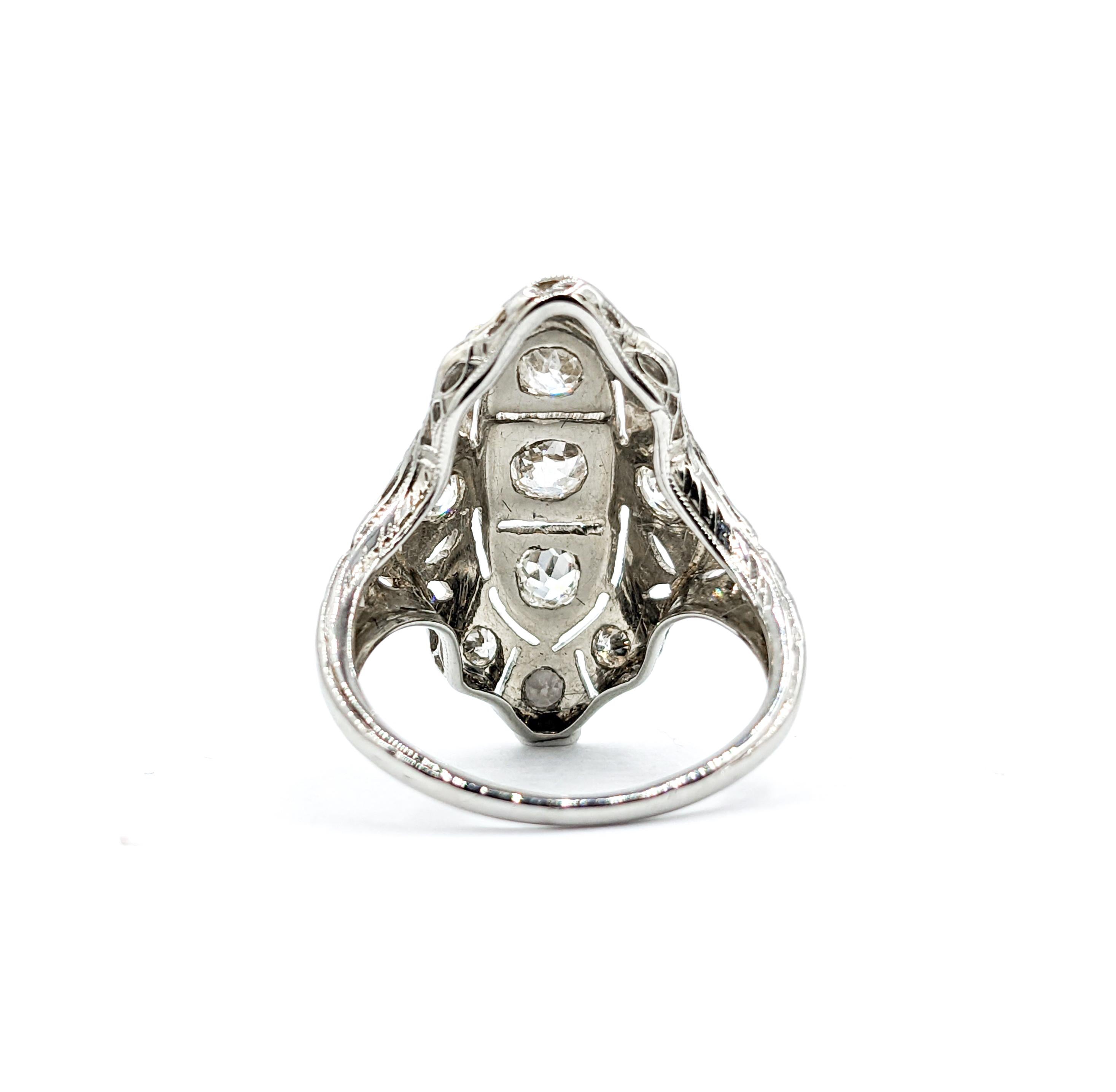 Art Deco Schildkrötenring mit Diamanten im alten Minenschliff 18K 3