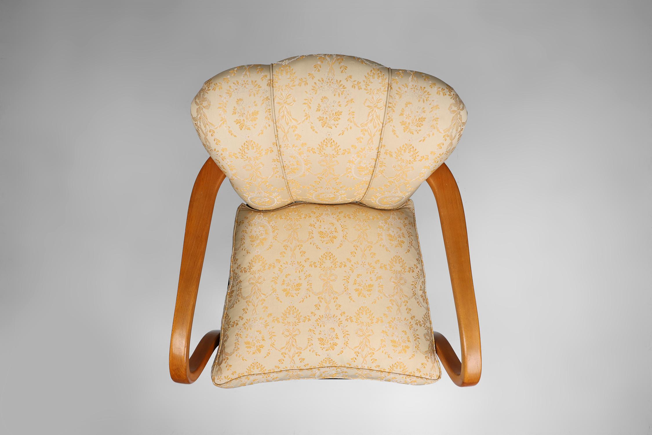 Art Deco side chair in beech wood, France 1940s For Sale 6