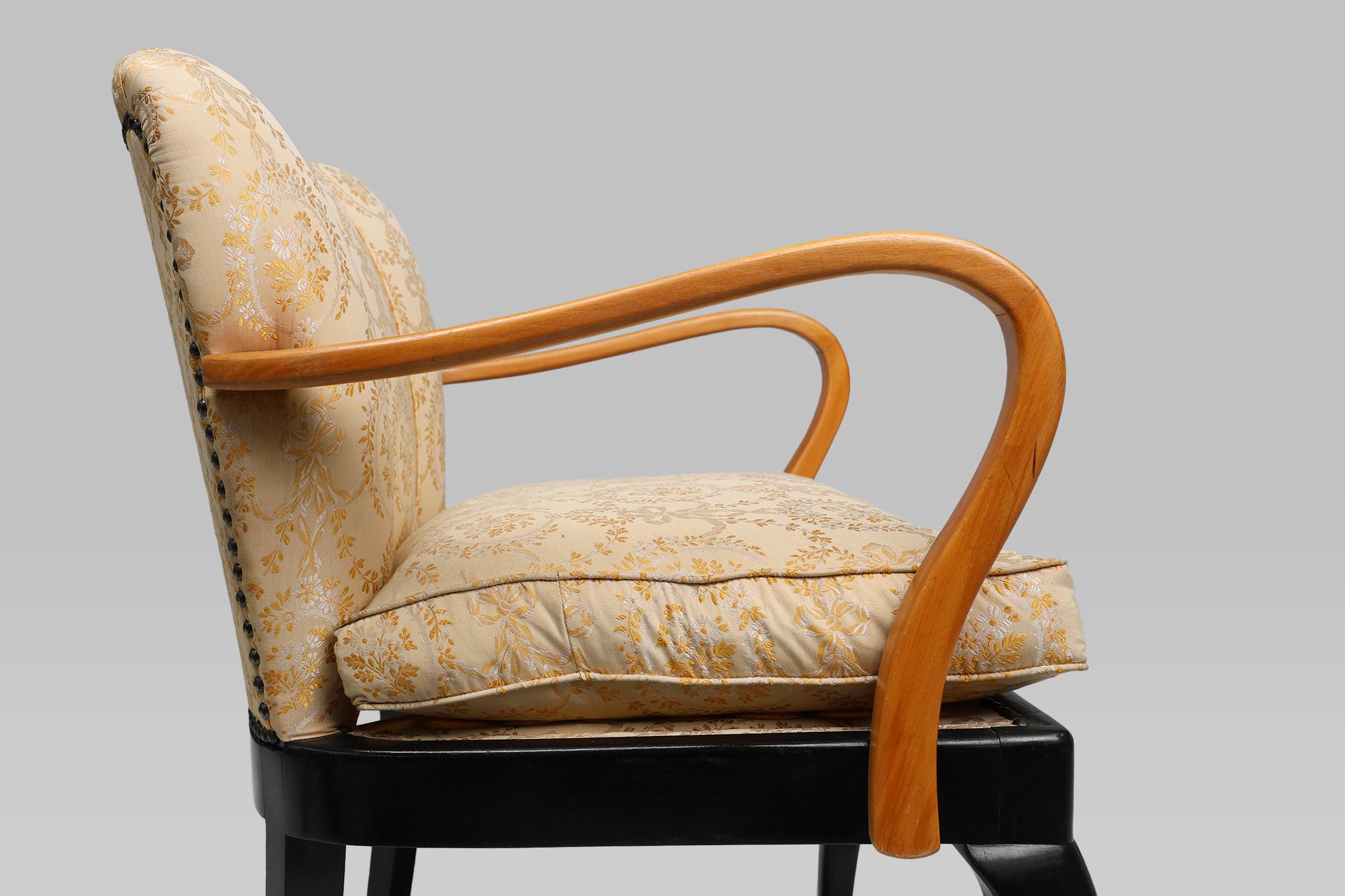 Lacquered Art Deco side chair in beech wood, France 1940s For Sale