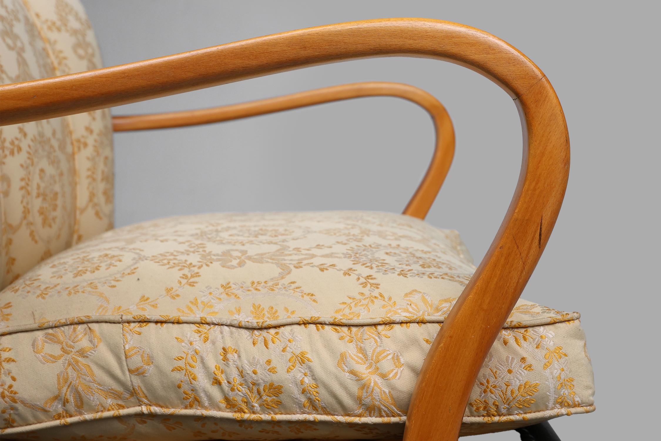 Art Deco side chair in beech wood, France 1940s In Good Condition For Sale In Meulebeke, BE