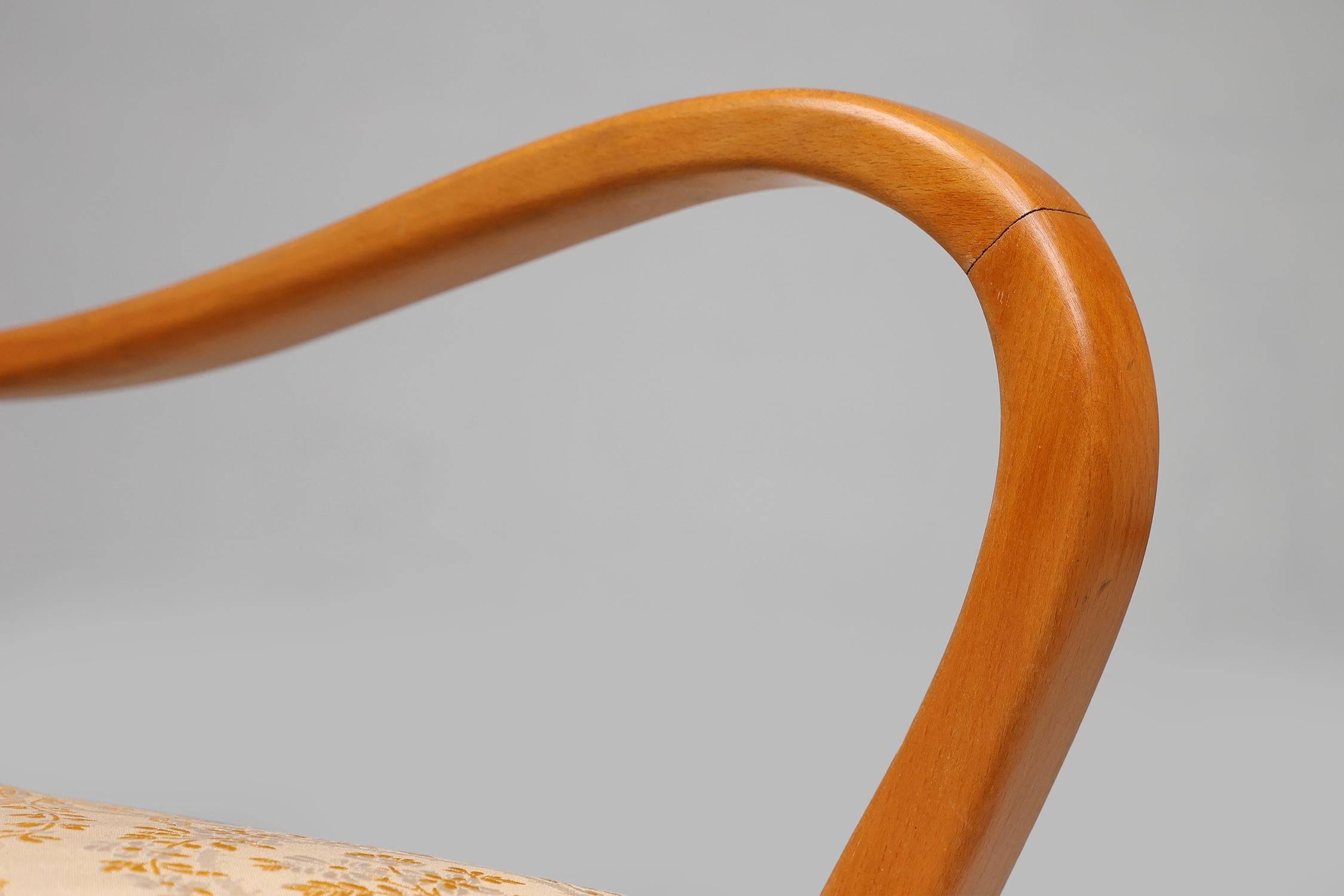 Mid-20th Century Art Deco side chair in beech wood, France 1940s For Sale