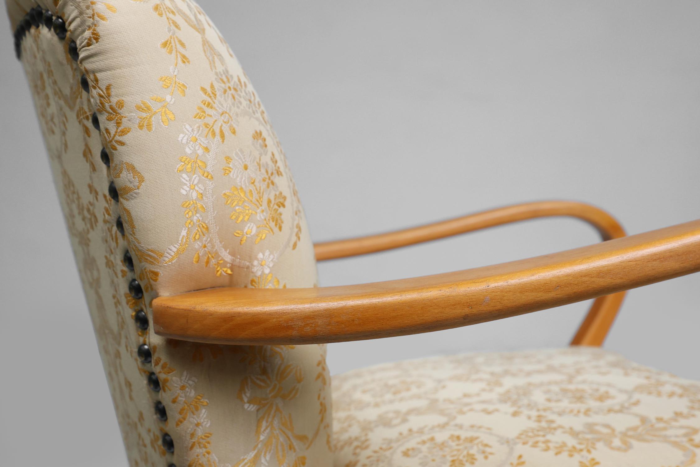 Fabric Art Deco side chair in beech wood, France 1940s For Sale