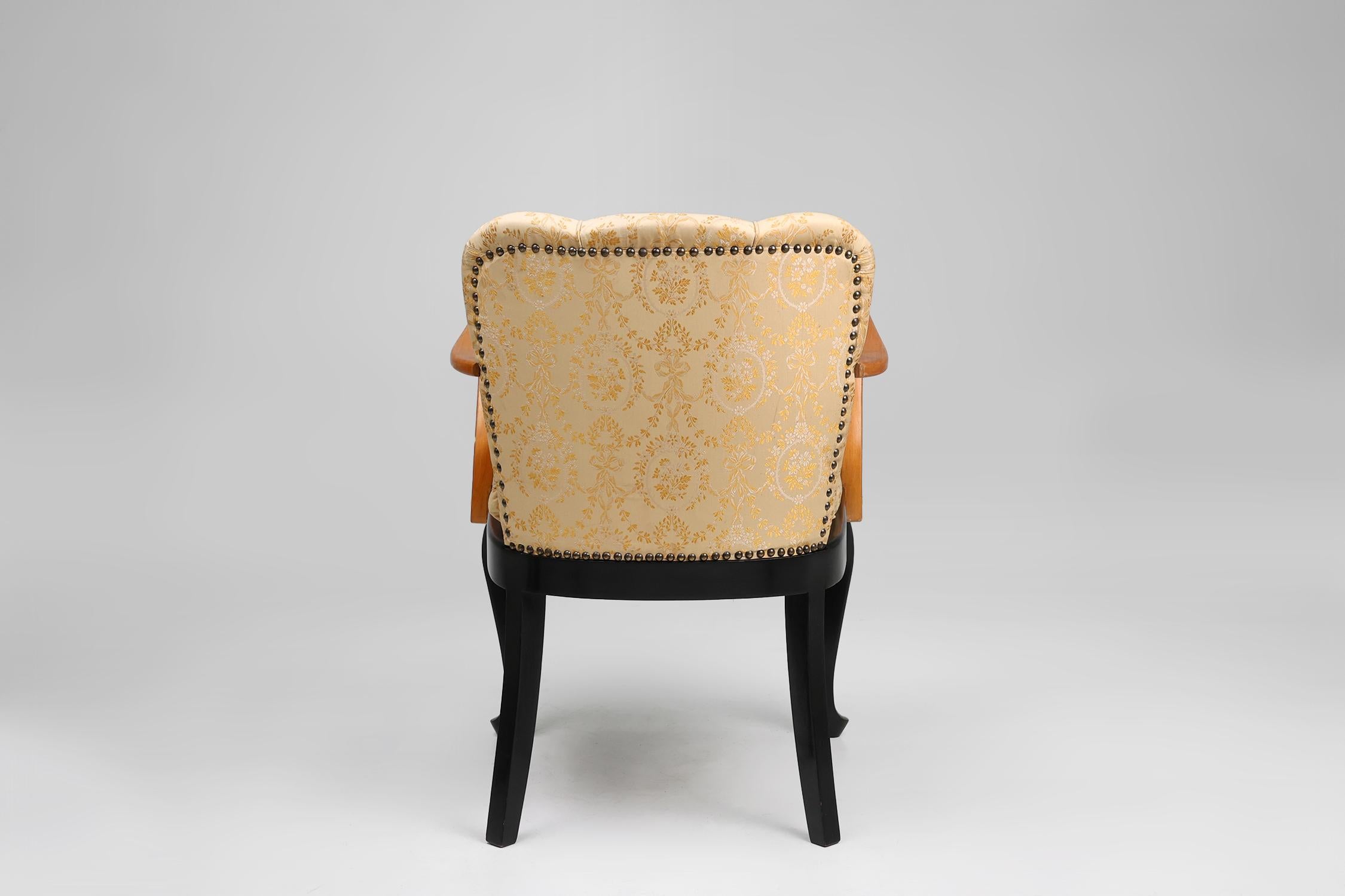 Art Deco side chair in beech wood, France 1940s For Sale 2