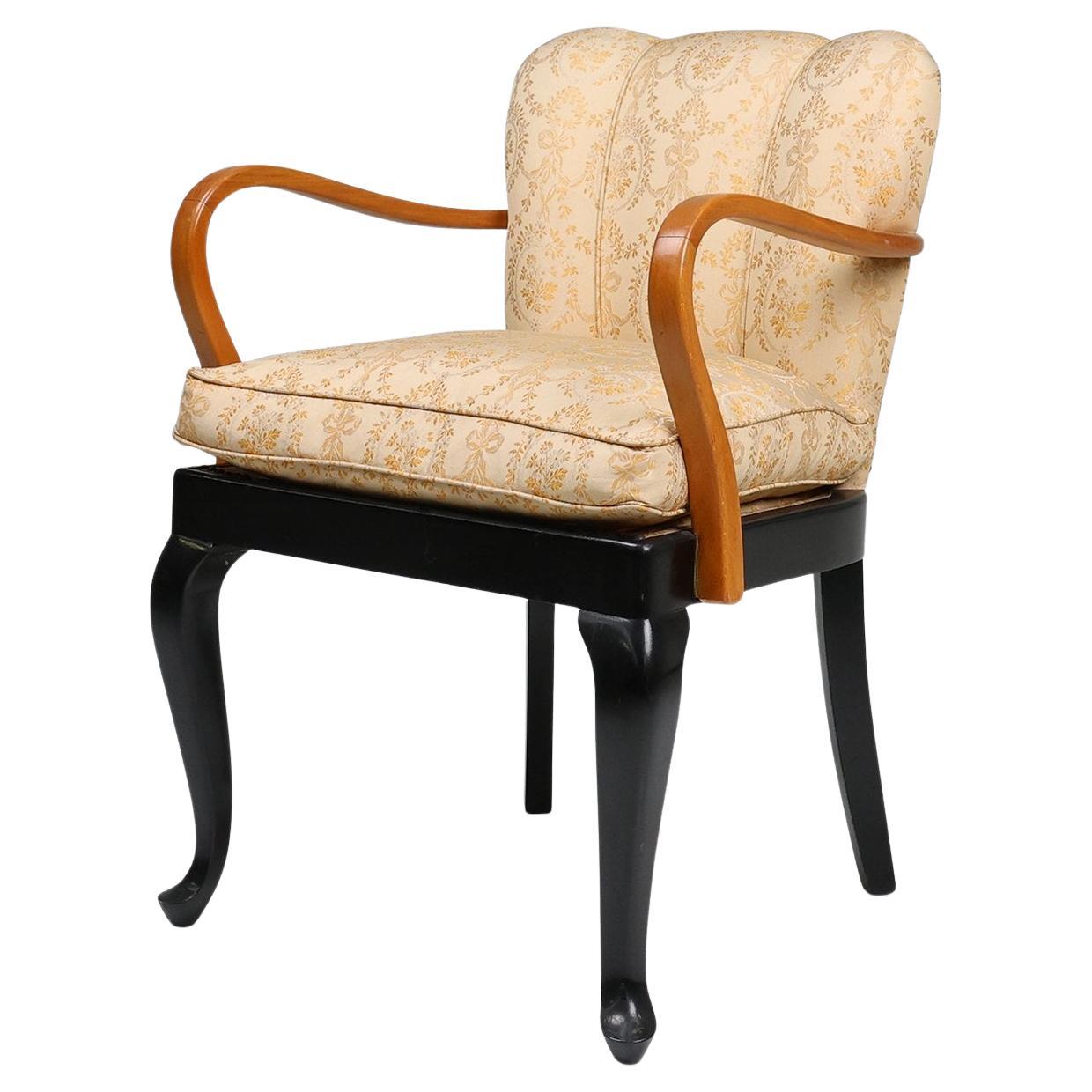Art Deco side chair in beech wood, France 1940s For Sale