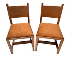 Art Deco Side Chairs by Hendrik Wouda, Oak & Cognac Upholstery, 1924