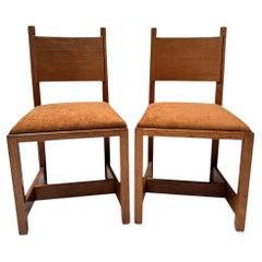 Art Deco Side Chairs by Hendrik Wouda, Oak & Cognac Upholstery, 1924
