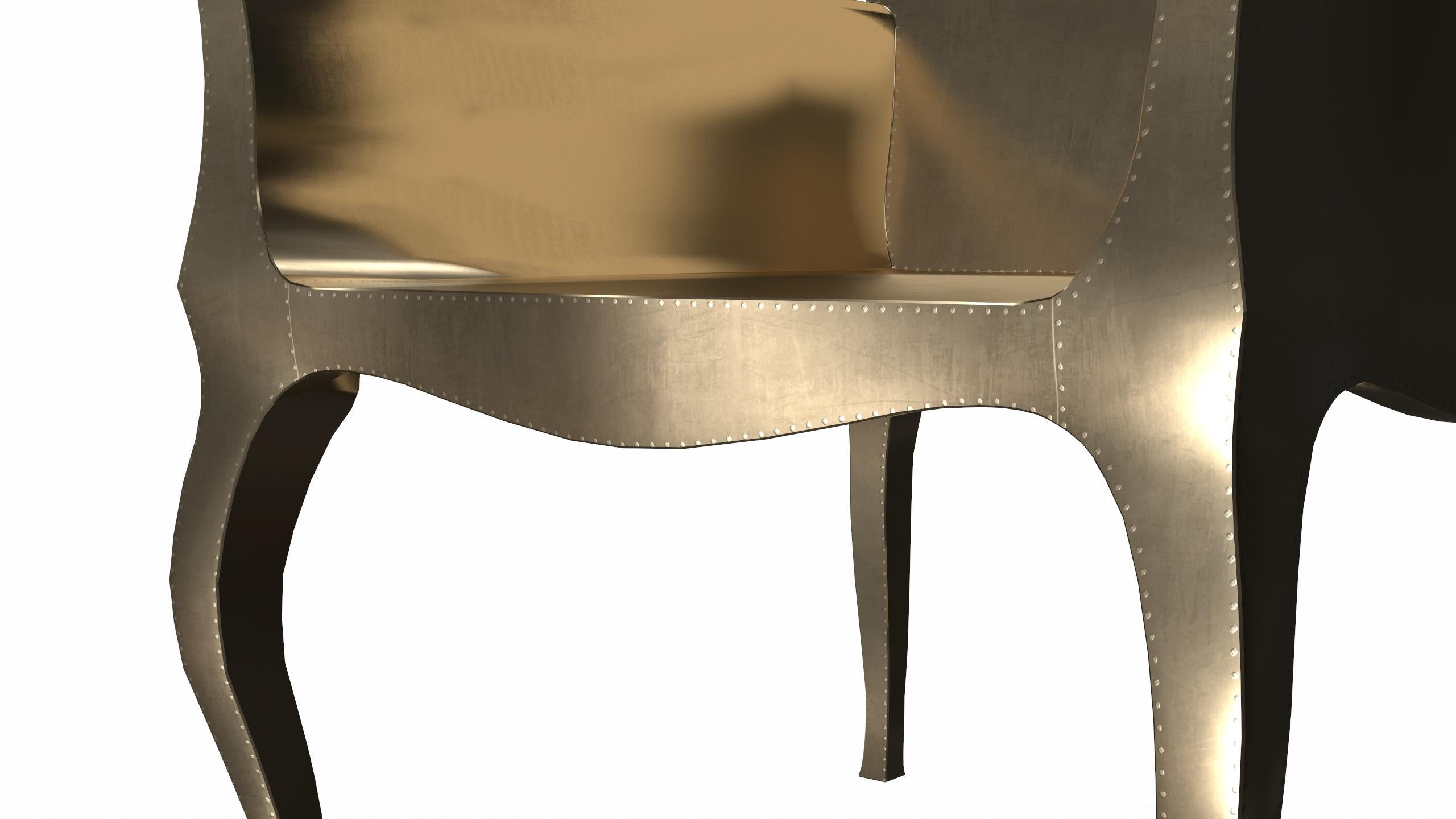Metal Art Deco Side Chairs in Smooth Brass by Paul Mathieu for S. Odegard For Sale