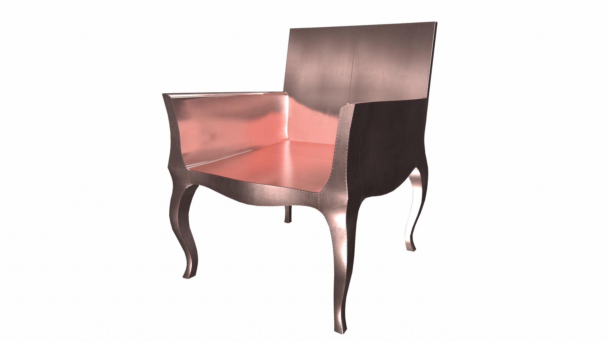 Contemporary Art Deco Side Chairs in Smooth Copper by Paul Mathieu for S. Odegard For Sale