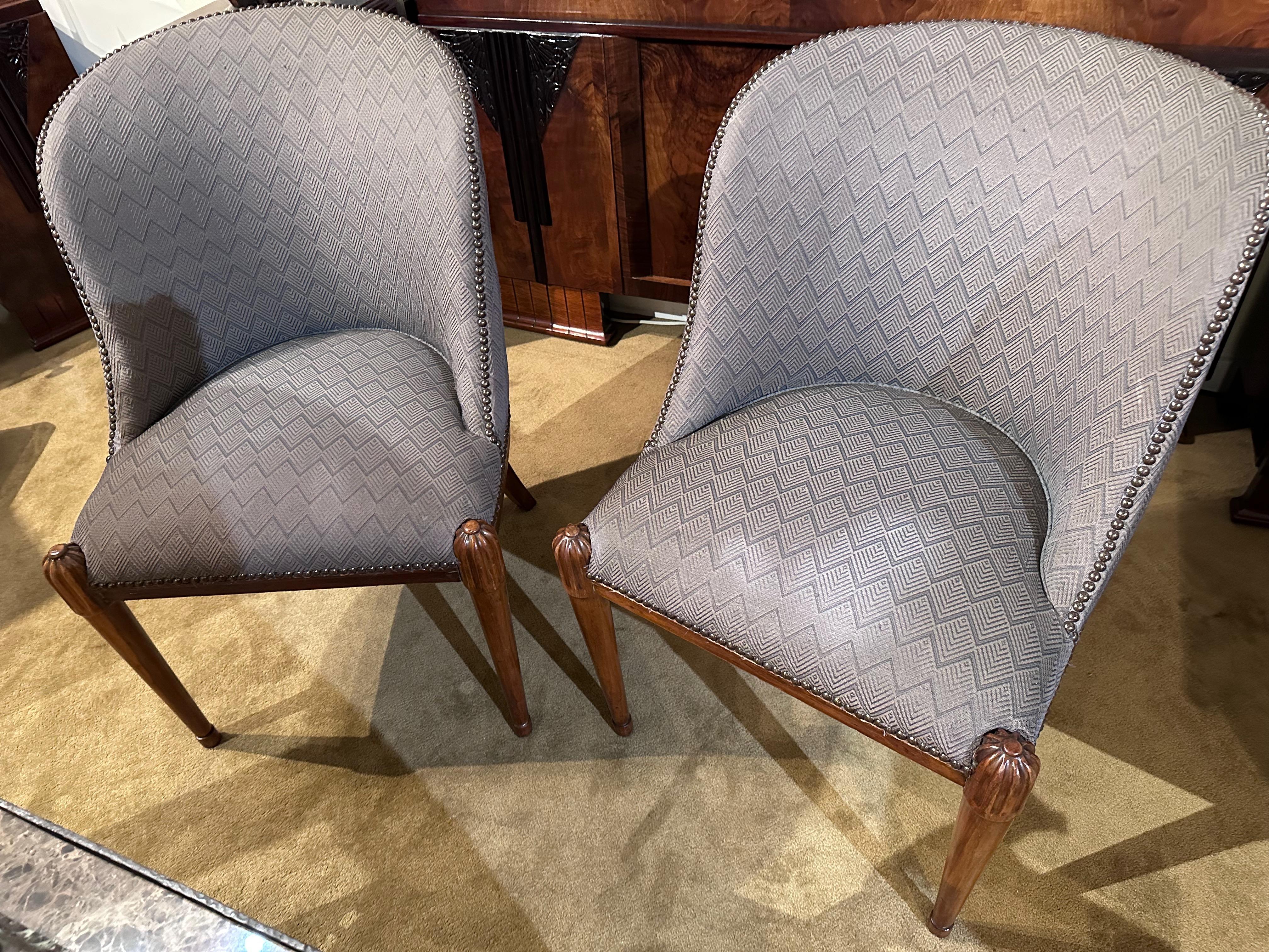 Mid-20th Century Art Deco Side Chairs Original Fabric Excellent Condition For Sale