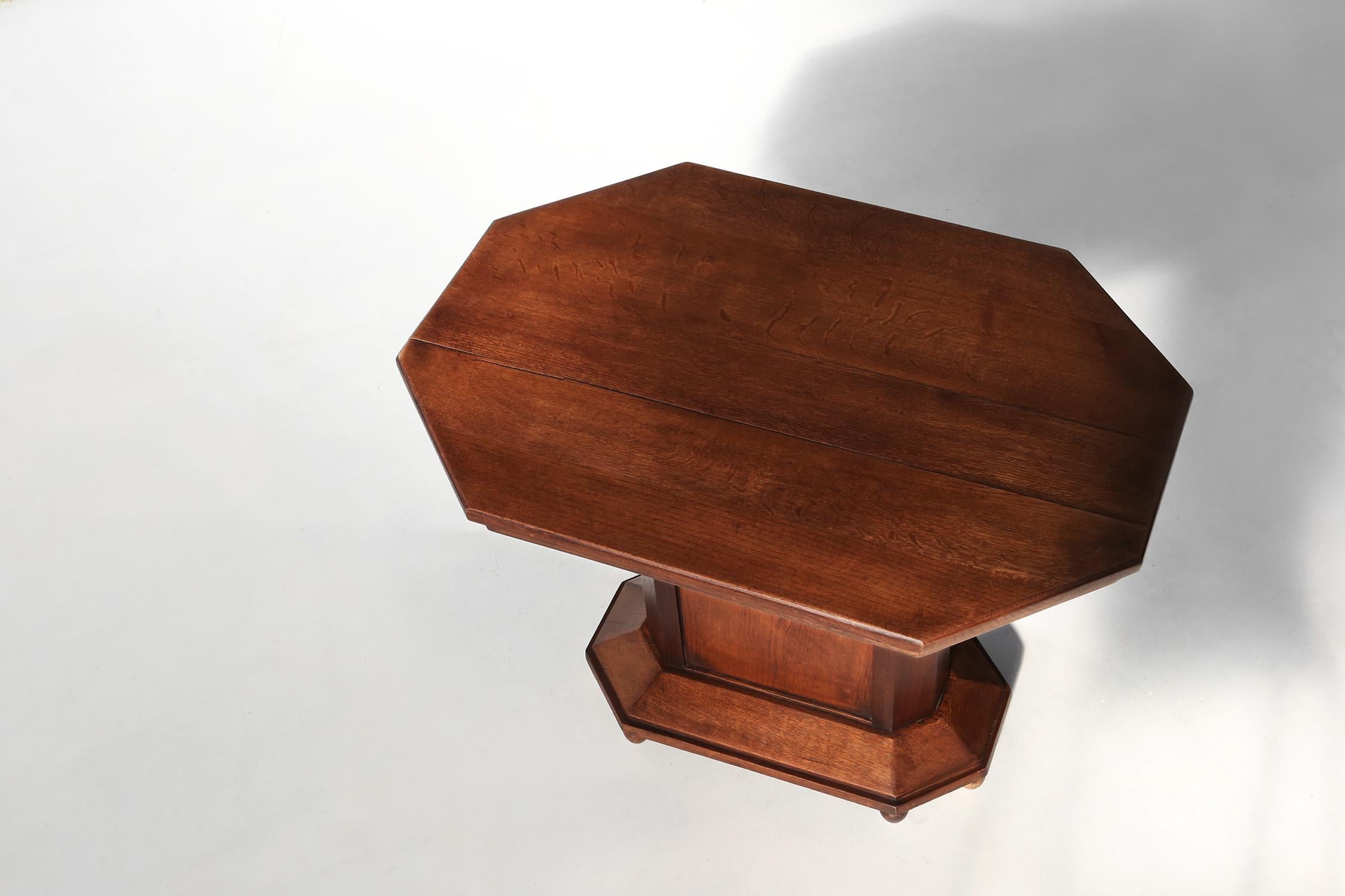 Oak Art Deco side table 1920 For Sale