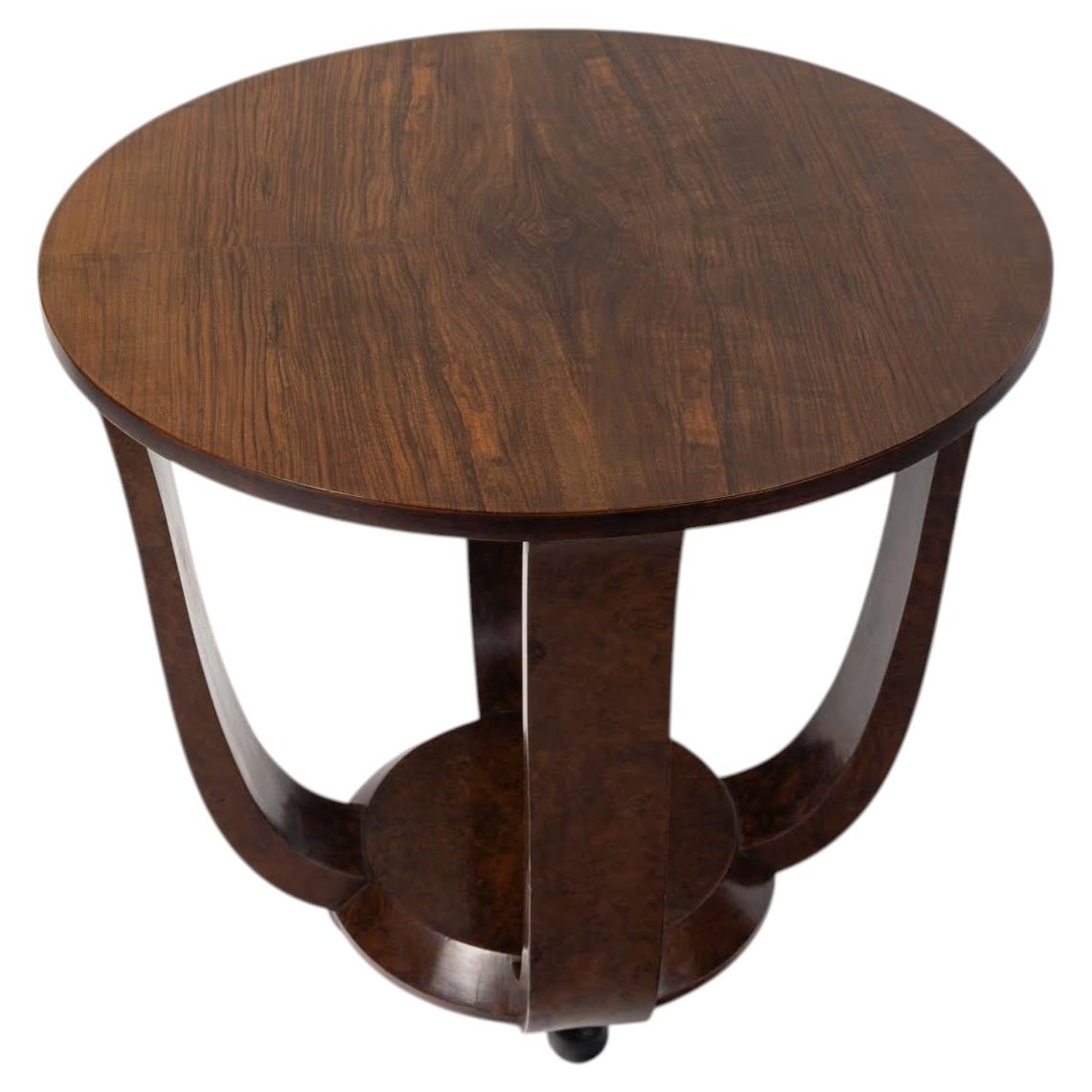Art Deco Side Table, 1930, Varnished Amboina Burl, Early 20th Century.