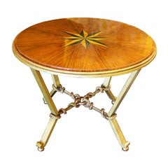 Art Deco Side Table Attributed to Gilbert Poillerat in Rosewood and Gold Leaf