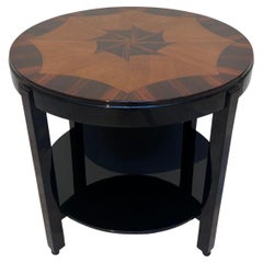 Art Deco Side Table, Black Lacquer, Oak and Macassar, Netherlands circa 1930