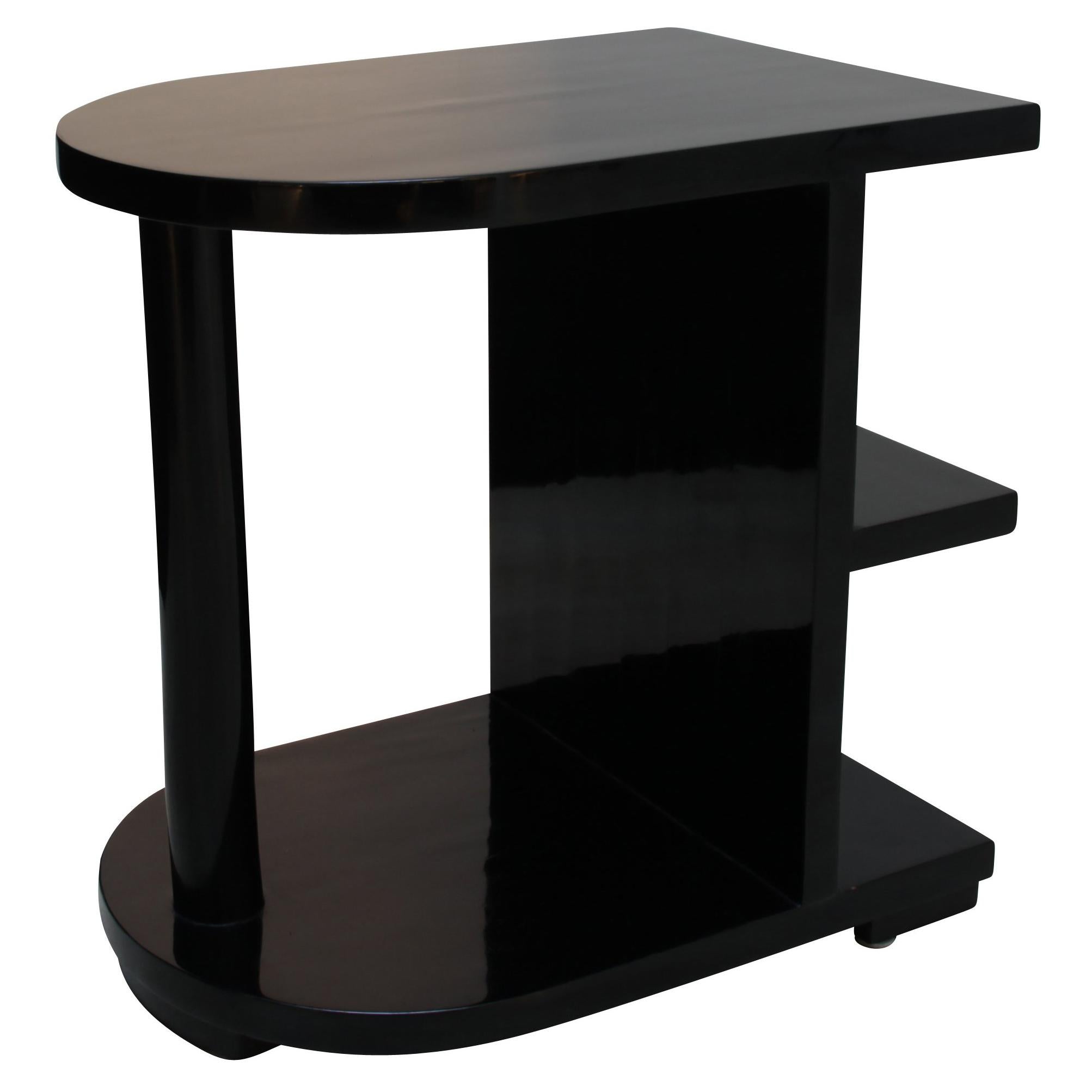 Art Deco Side Table, Black Polish, France, circa 1925