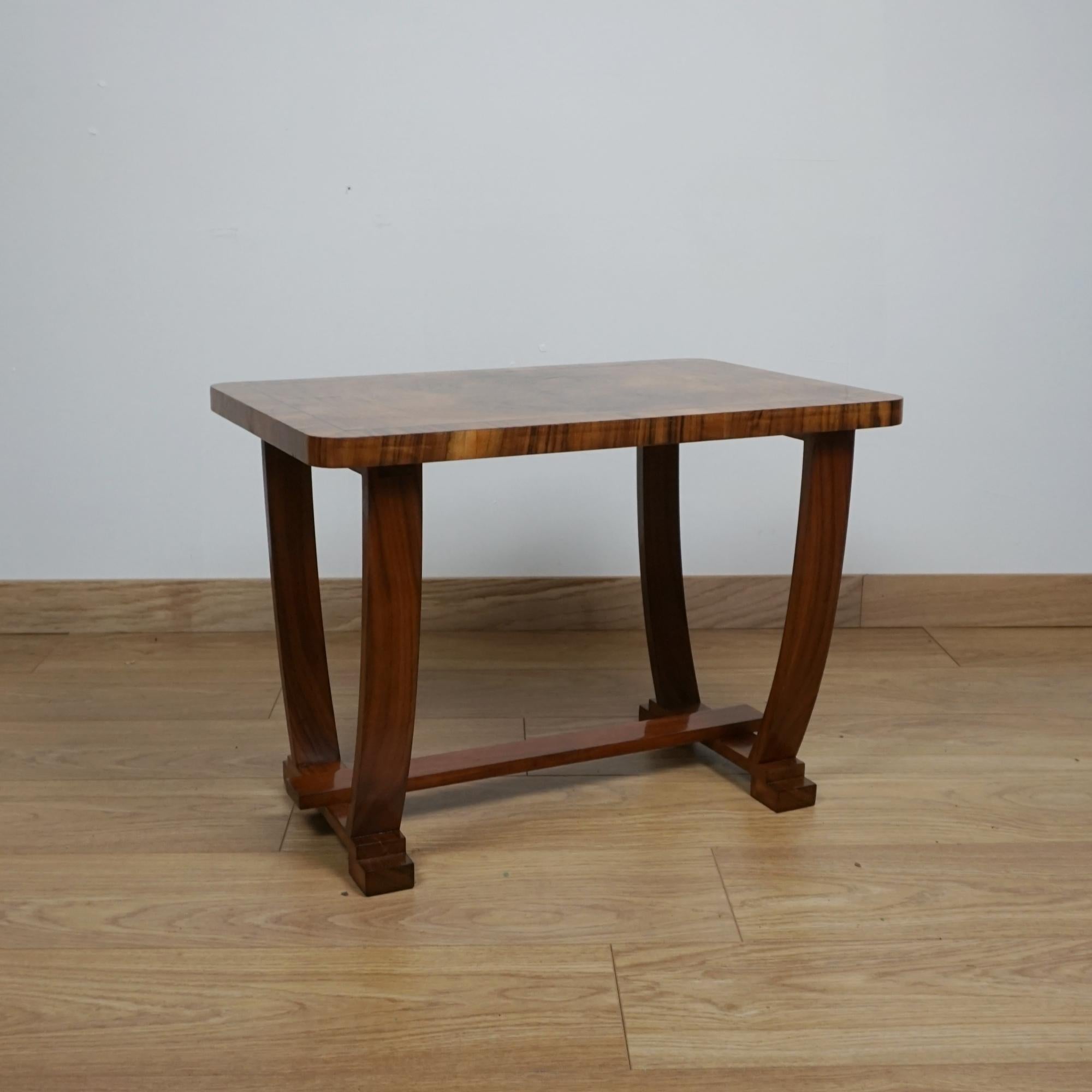 Early 20th Century Art Deco Side Table. Burr and Figured Walnut For Sale