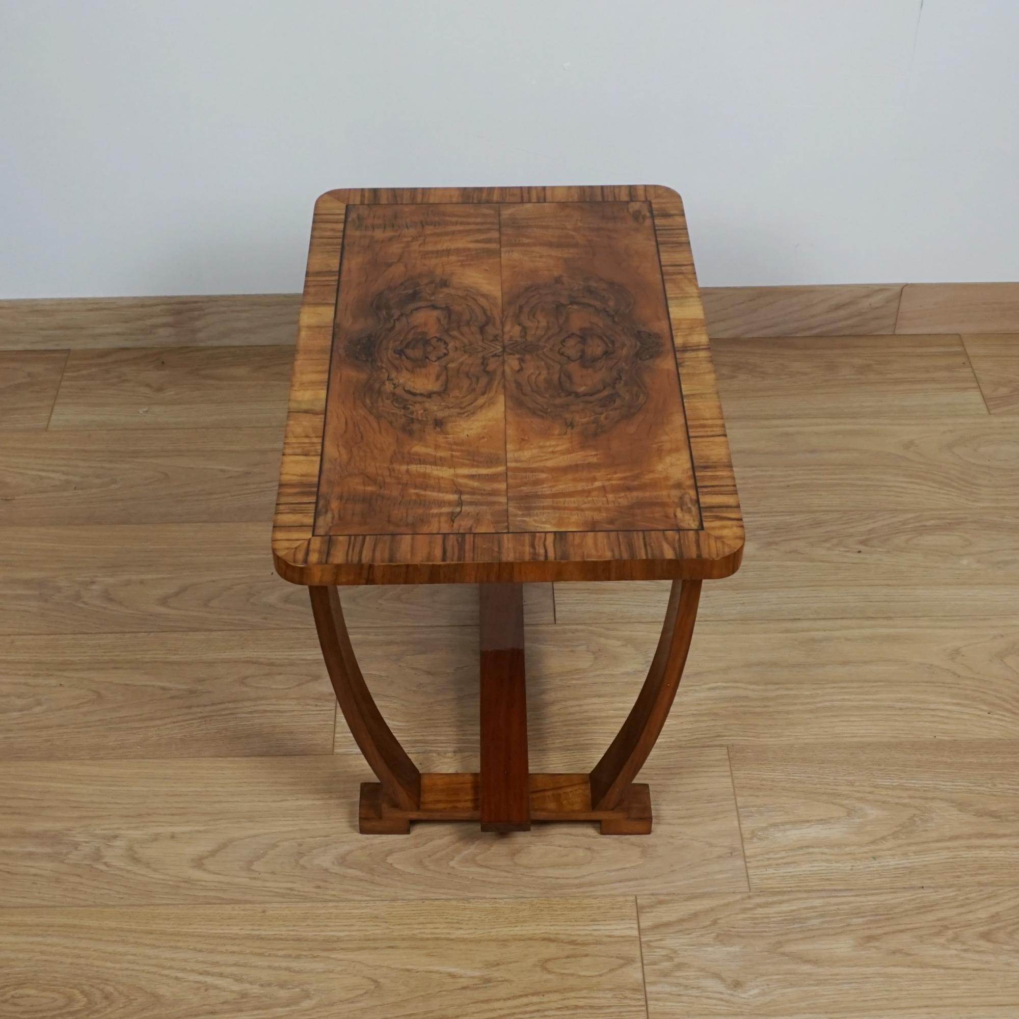 Art Deco Side Table. Burr and Figured Walnut For Sale 2