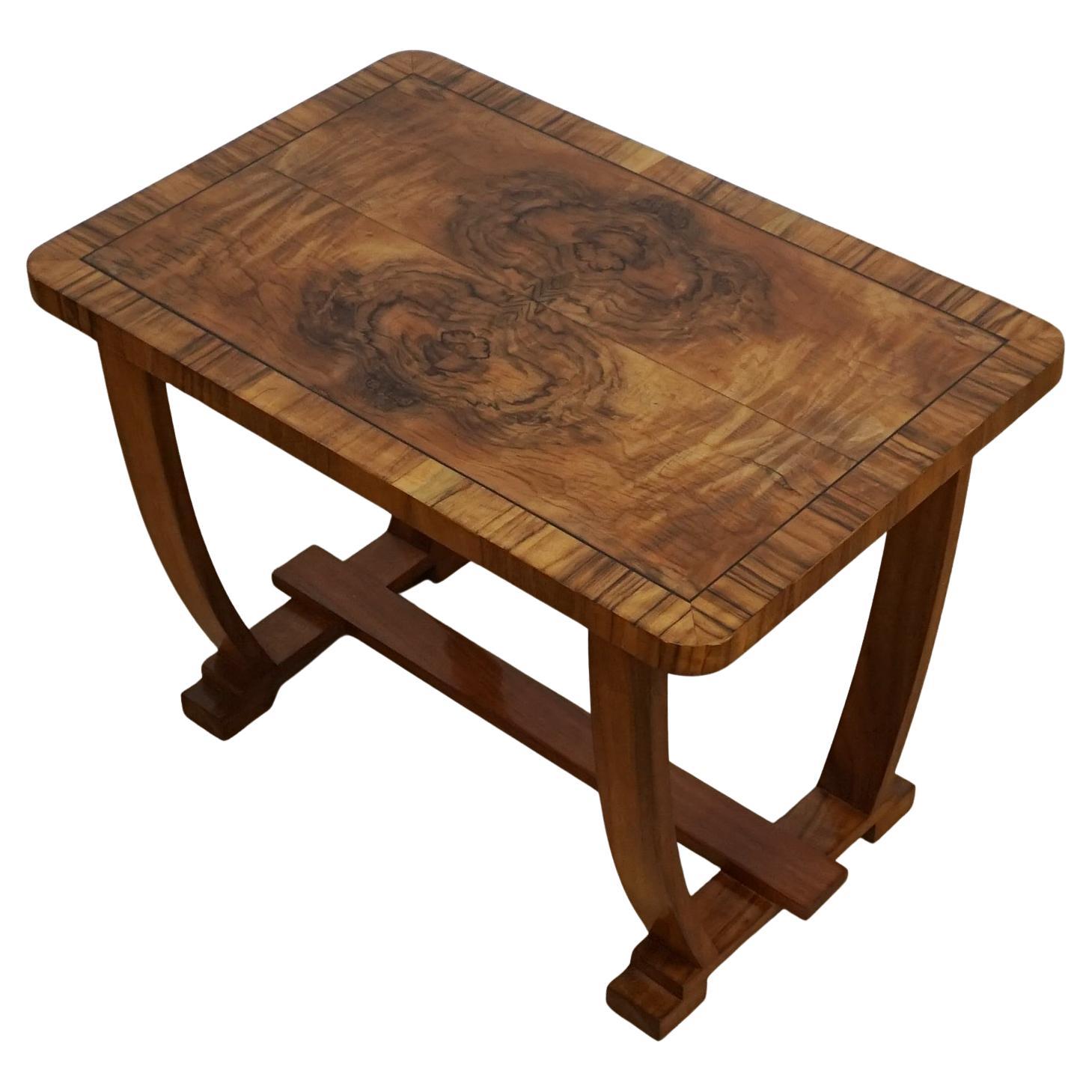 Art Deco Side Table. Burr and Figured Walnut For Sale