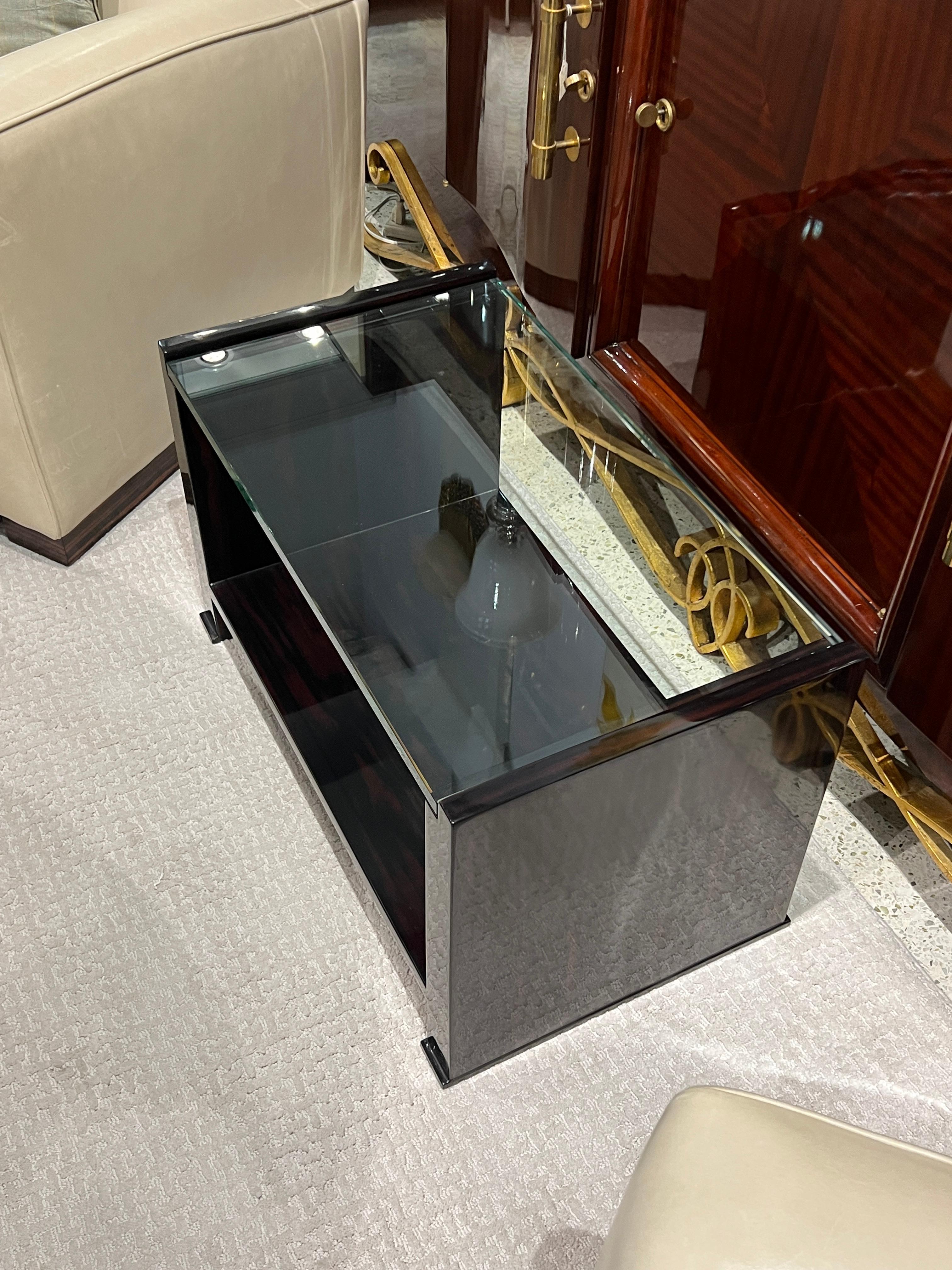 Glass Art Deco Side Table Attributed to Jacques Adnet For Sale