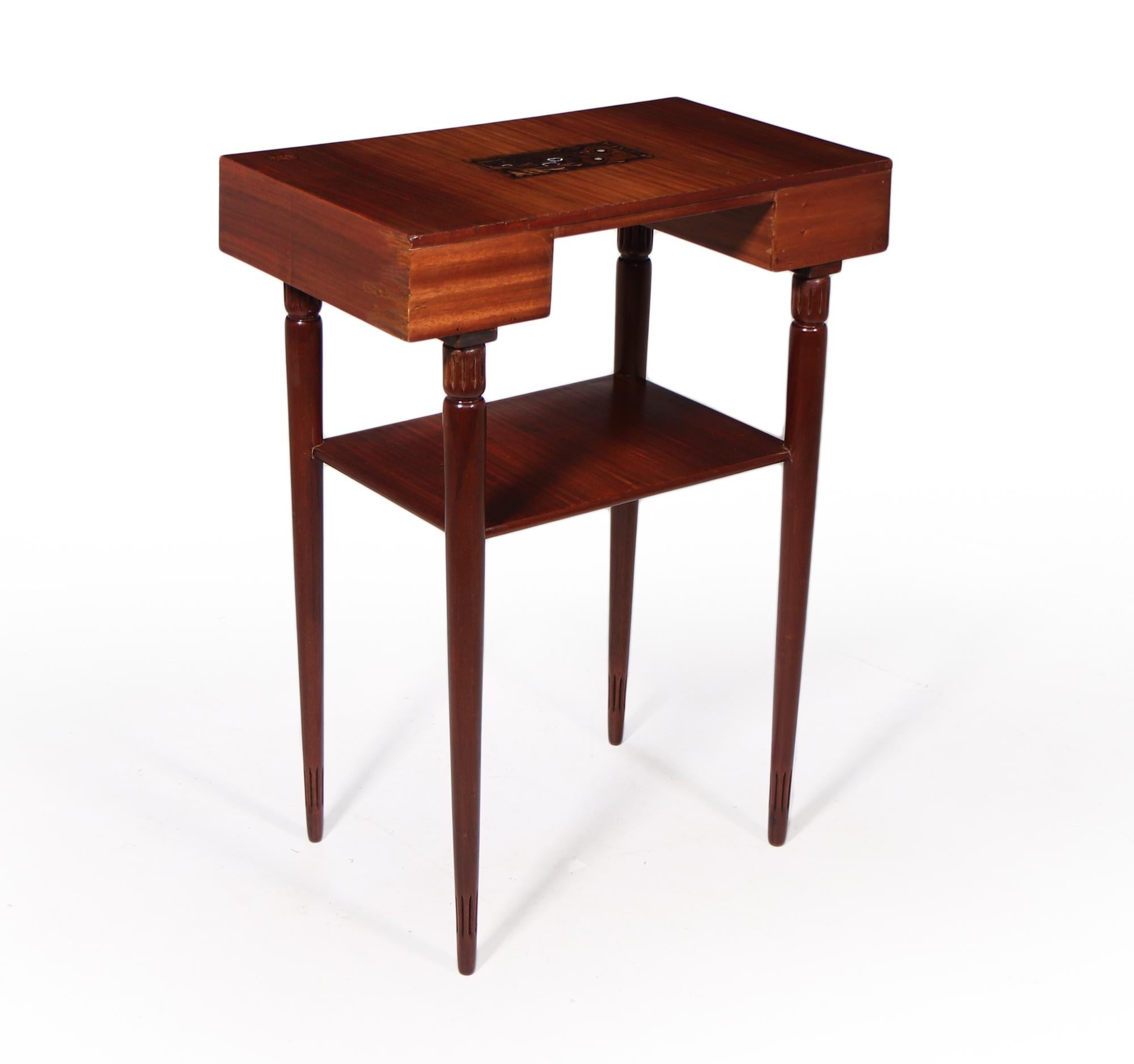 Mahogany Art Deco Side Table by Louis Marjorelle For Sale