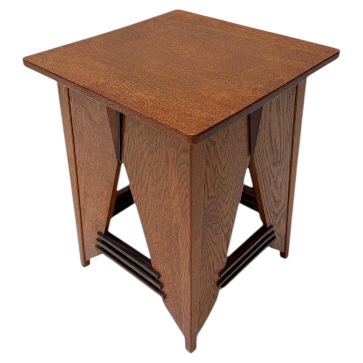 Art Deco Side Table by P.E.L. Izeren, Solid Oak & Macassar, 1920s For Sale