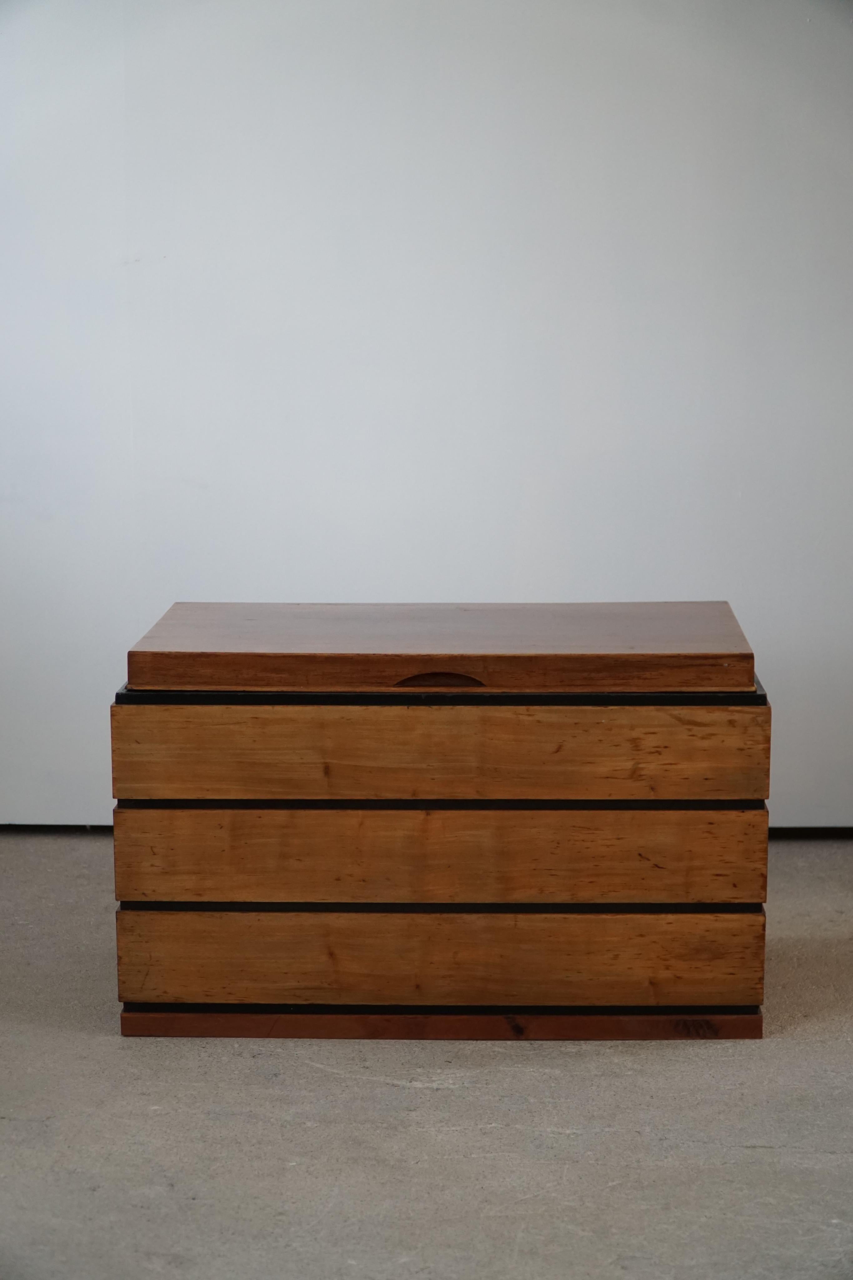 Birch Art Deco Side Table / Chest, Danish Cabinetmaker, Made in the 1940s