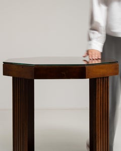 Art Deco Side Table, Clear Glass Top, French Design, 1920-1929