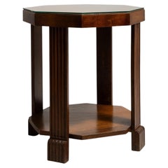 Art Deco Side Table, Clear Glass Top, French Design, 1920-1929