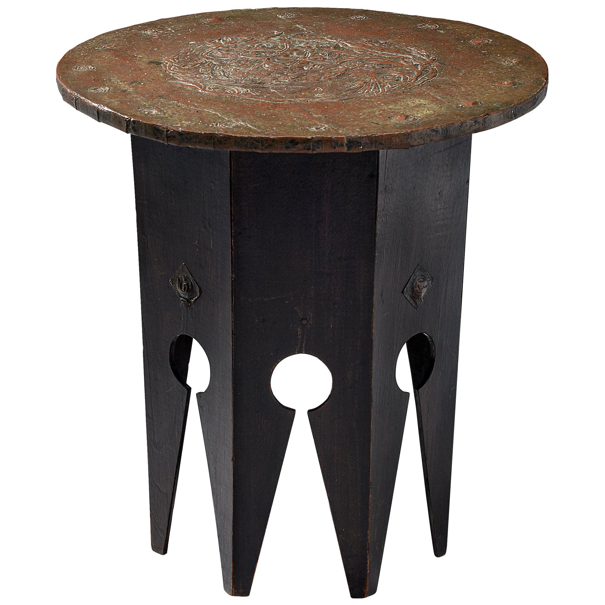 Art Deco Side Table Decorated with Stylized Roses