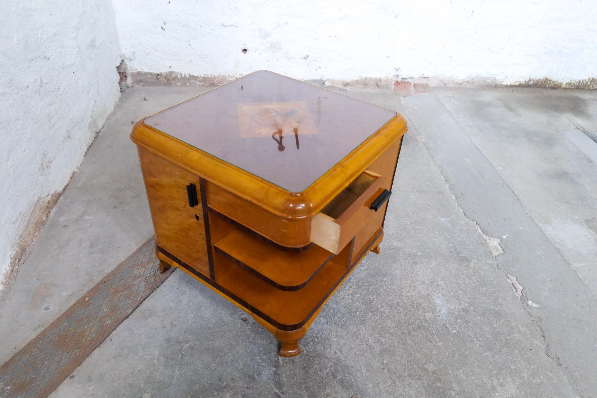 Glass Art Deco Side Table / Dry Bar Sweden, 1930s For Sale