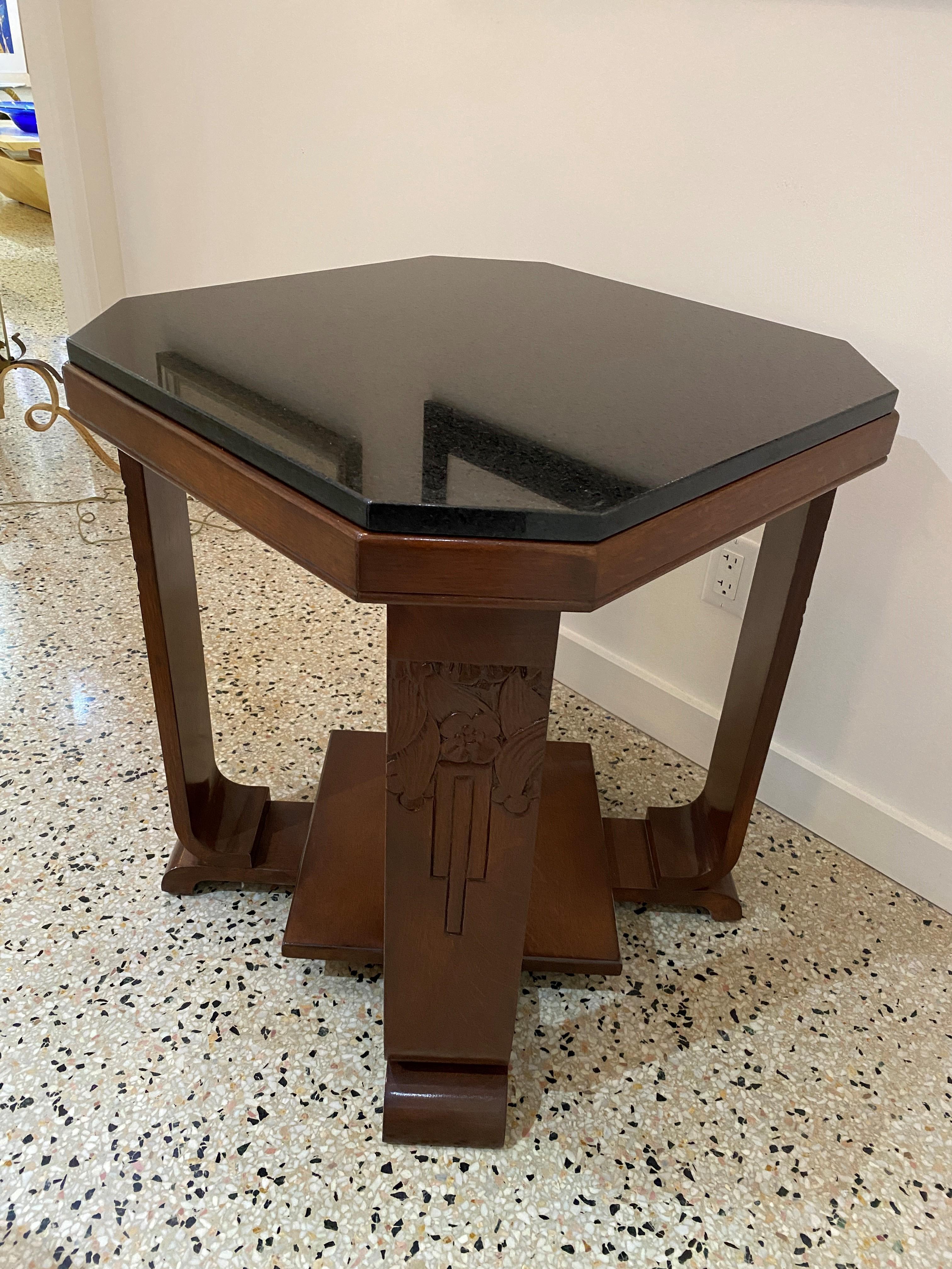 Granite Art Deco Side Table