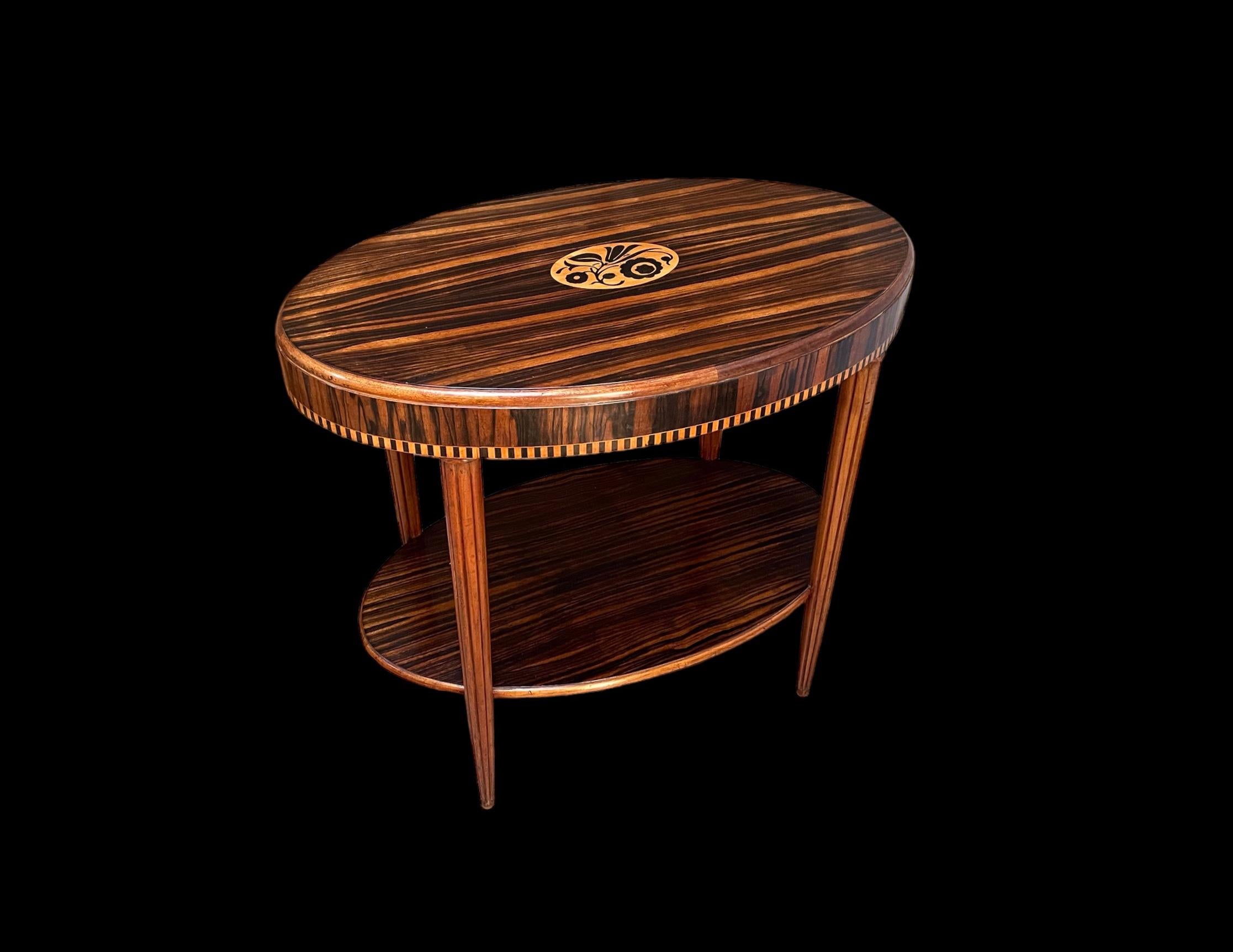 Marquetry Art Deco Side Table For Sale