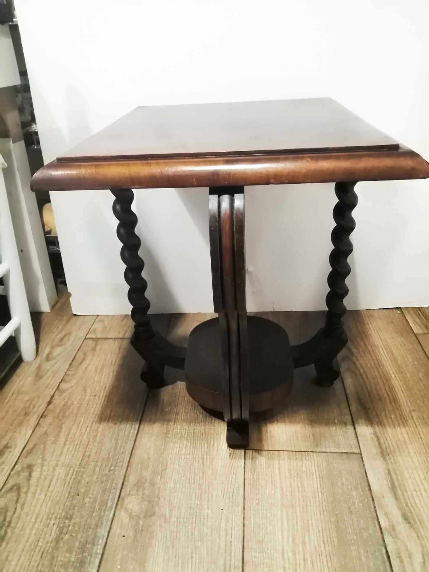 Turned  Art Deco  End or Side Table  Barley Twist Legs, 30s For Sale