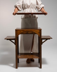 Art Deco Side Table, French Wood with Glass Accents, 1910-1919 Design