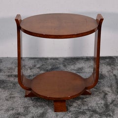 Mesa Auxiliar Art Decó en Madera de Arce de Amboina Lacada Alto Brillo, Francia Años 30
