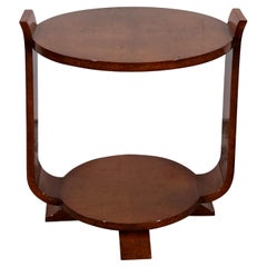 Mesa Auxiliar Art Decó en Madera de Arce de Amboina Lacada Alto Brillo, Francia Años 30