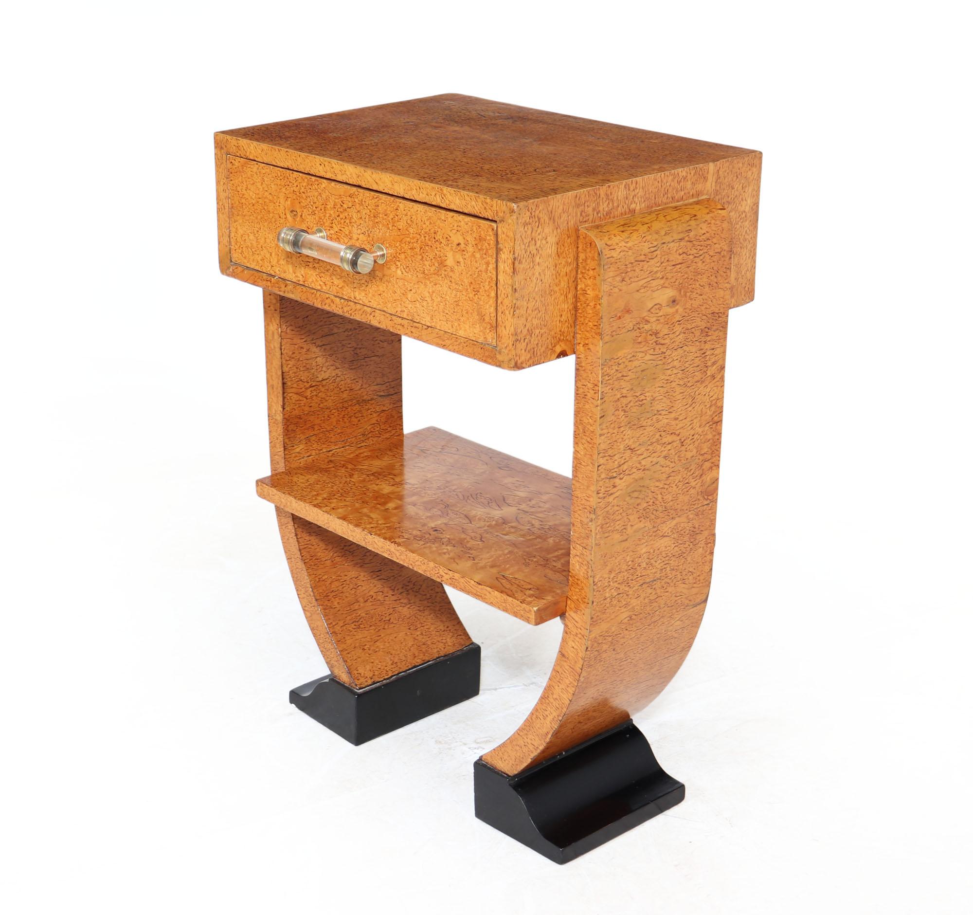 Art Deco Side Table in Karelian Birch In Excellent Condition In Paddock Wood Tonbridge, GB