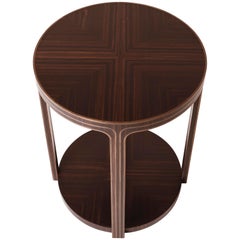 Table d'appoint de style Art Déco en chêne avec placage en ébène et incrustations en bronze