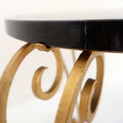Art Deco Side Table in Marble and Gild Iron - René Prou Style