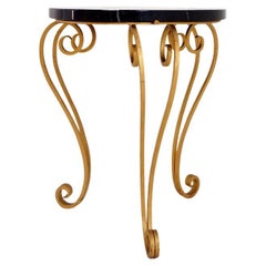 Art Deco Beistelltisch aus Marmor und vergoldetem Eisen - René Prou Style