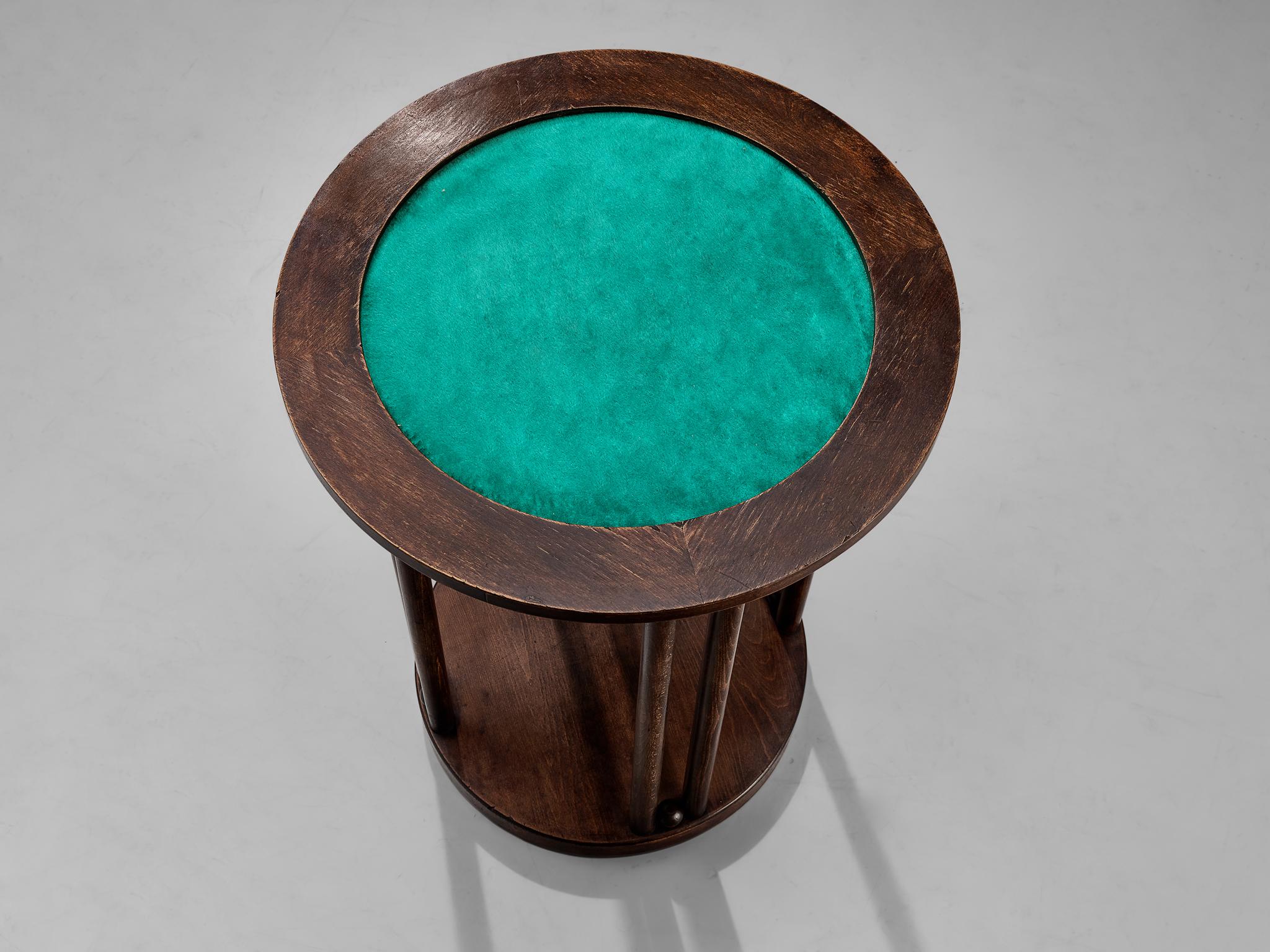 Mid-20th Century Art Deco Side Table in Oak and Green Velvet  For Sale