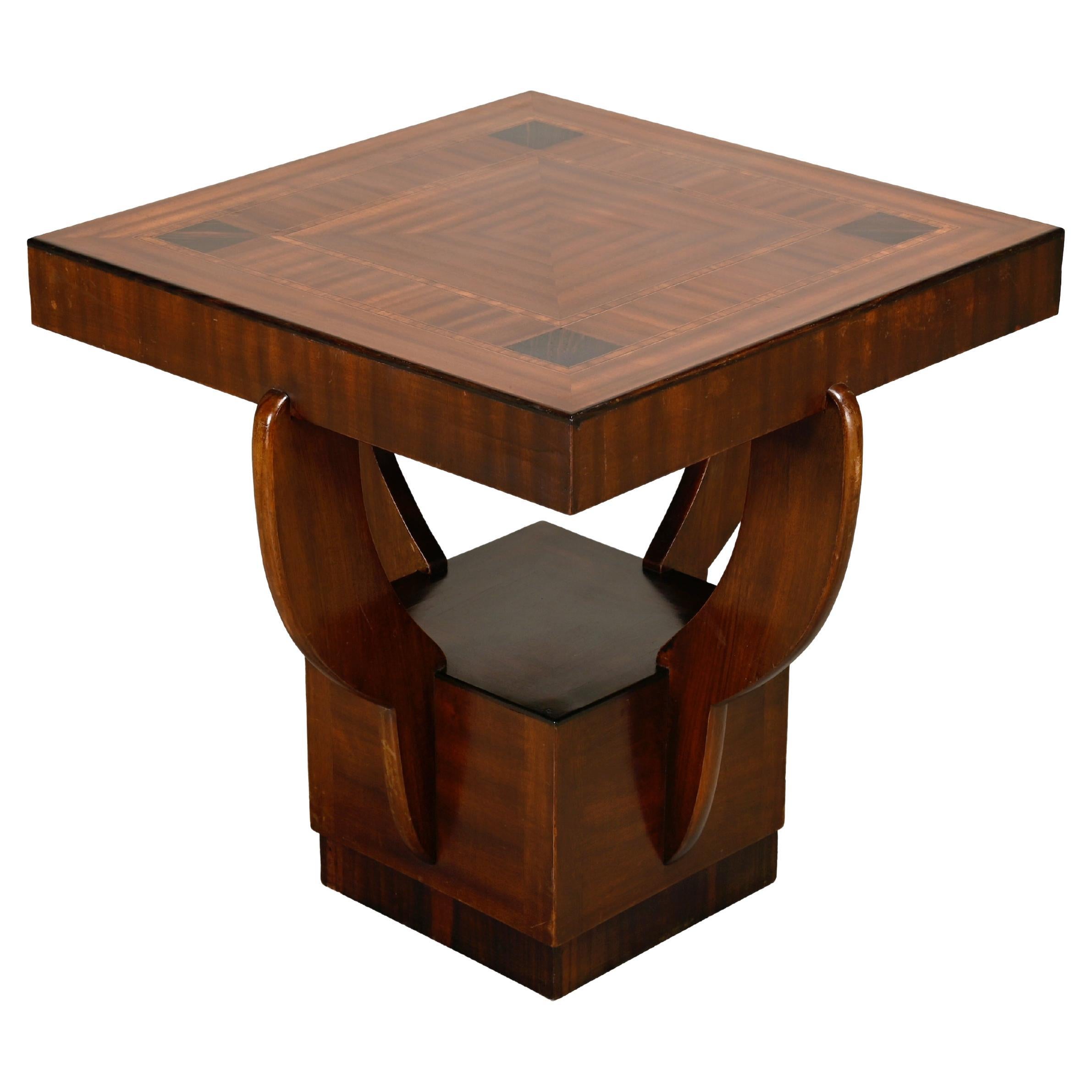 Art Deco Side Table in Oak and Mahogany with Coromandel inlay, 1930s