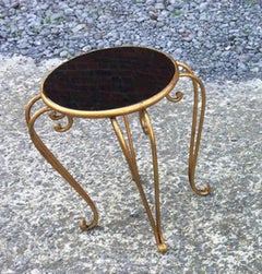 Art Deco Side Table in Opaline and Iron, Attributed to René Prou