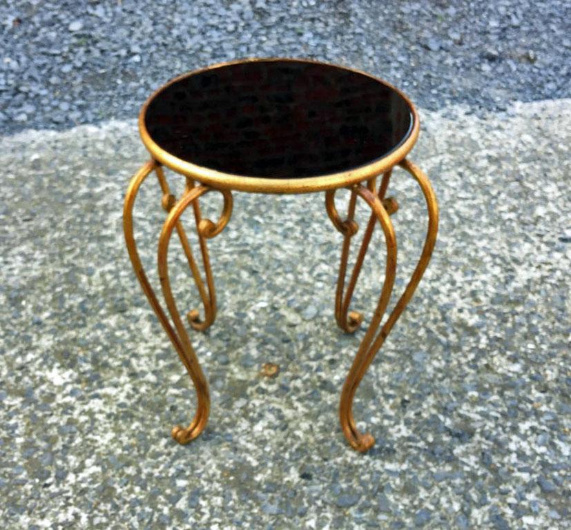 Art Deco Side Table in Opaline and Iron, Attributed to René Prou In Good Condition For Sale In Saint-Ouen, FR